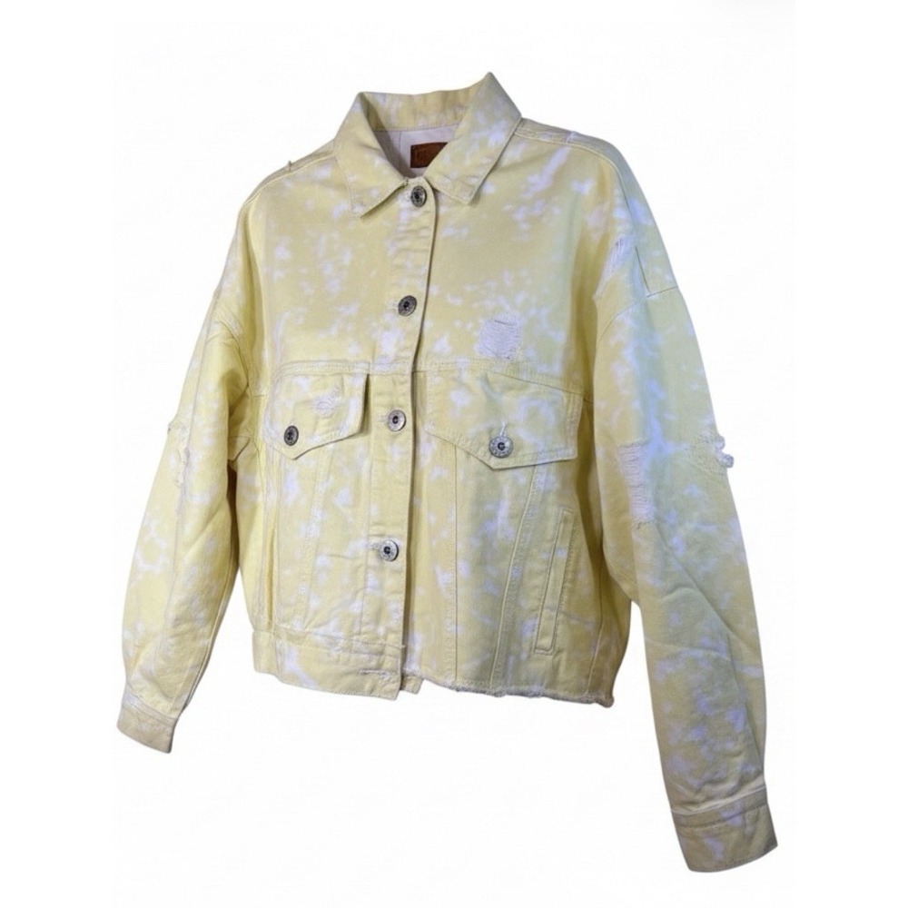 Pol Women's Denim Jacket Distressed Small Lemonade Cloud NEW